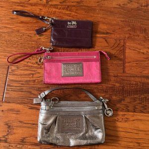 coach lot 3 wristlets /small bag /wallet Authentic Vintage Pink Silver Purple